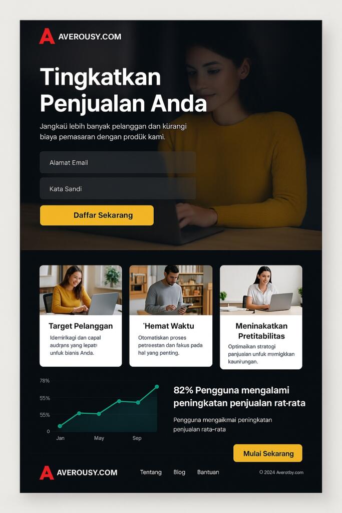 Landing Page dalam Strategi Pemasaran Digital - Averousy Contoh Desain Landing Page 1