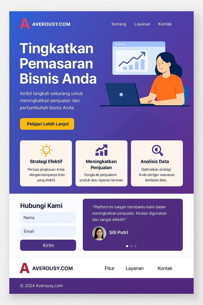 Landing Page dalam Strategi Pemasaran Digital - Averousy Contoh Desain Landing Page 2