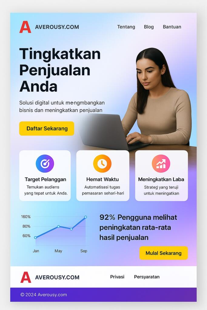 Landing Page dalam Strategi Pemasaran Digital - Averousy Contoh Desain Landing Page 3