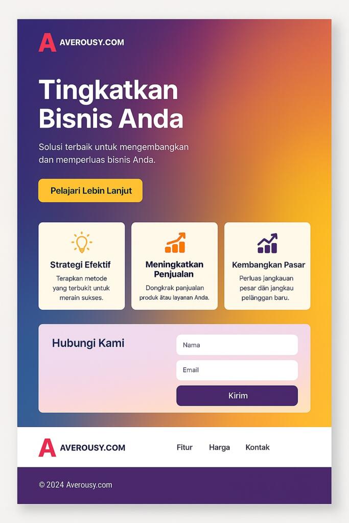 Landing Page dalam Strategi Pemasaran Digital - Averousy Contoh Desain Landing Page 4